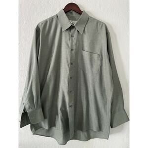 Yves Saint Laurent Men's Dress Shirt Green Button Down Cotton Blend 17 (32-33)